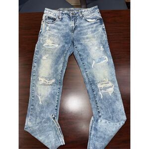 American Eagle Men’s Next Level Flex Skinny Distressed Acid Wash Jeans 30x30